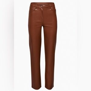 Aritzia Rich Brown Vegan Leather Pants